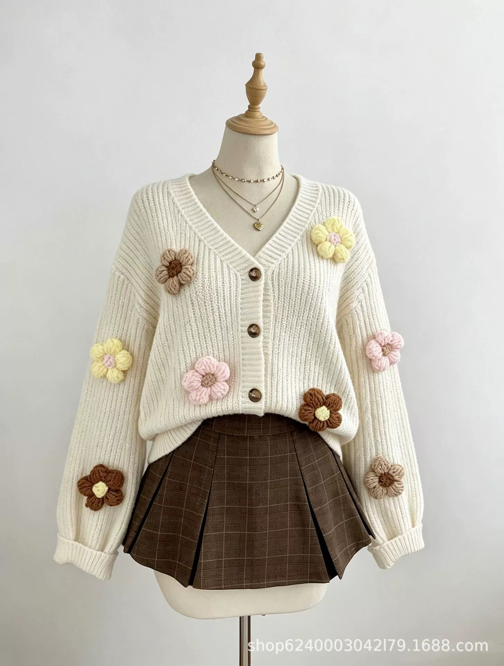Womens Fall Winter Knit Cardigan Loose Versatile Long Sleeve Warm Sweater Coat